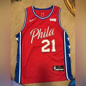 Red Phila 76ers Basketball Jersey #21 Embiid